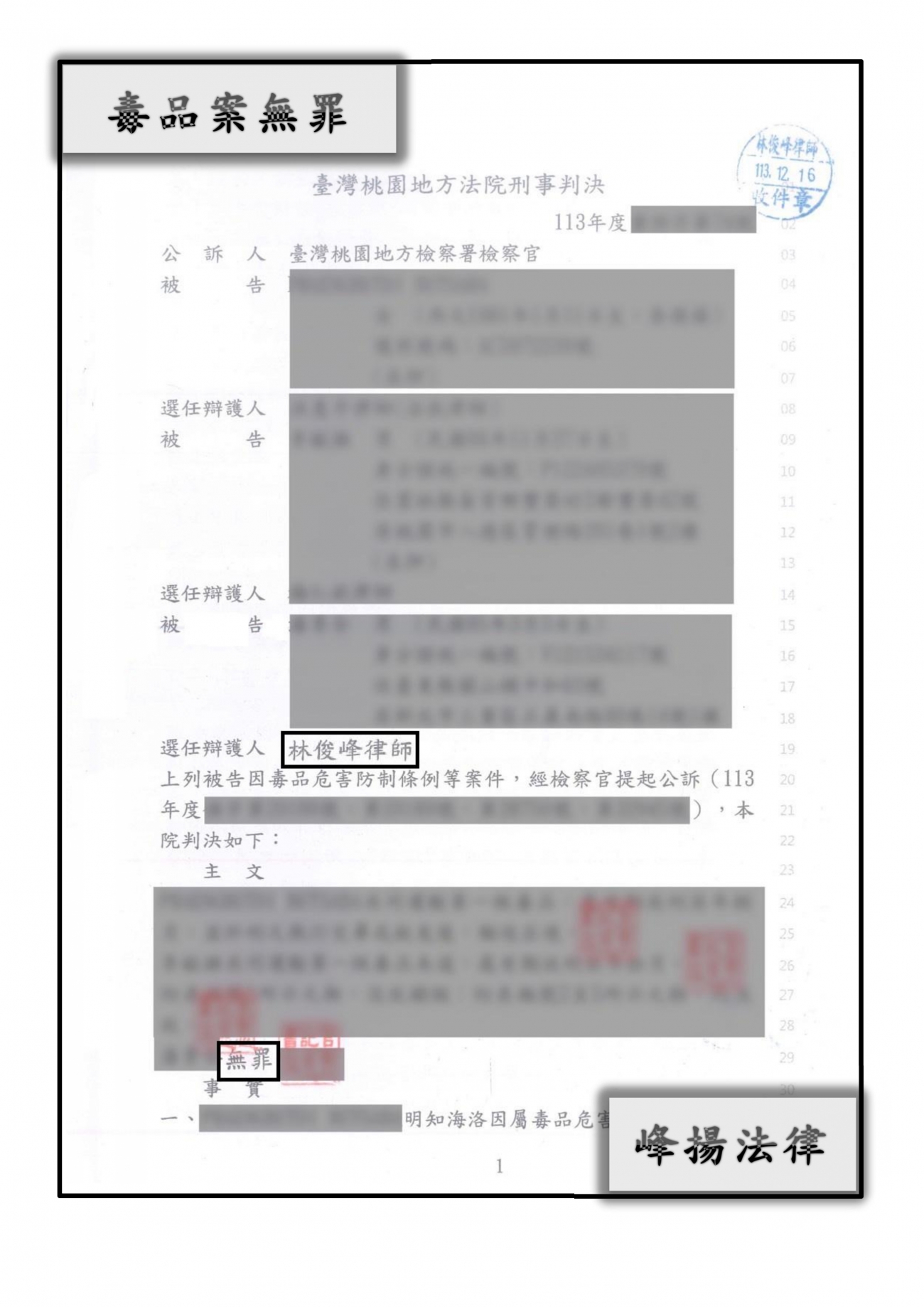 毒品案件【無罪】
