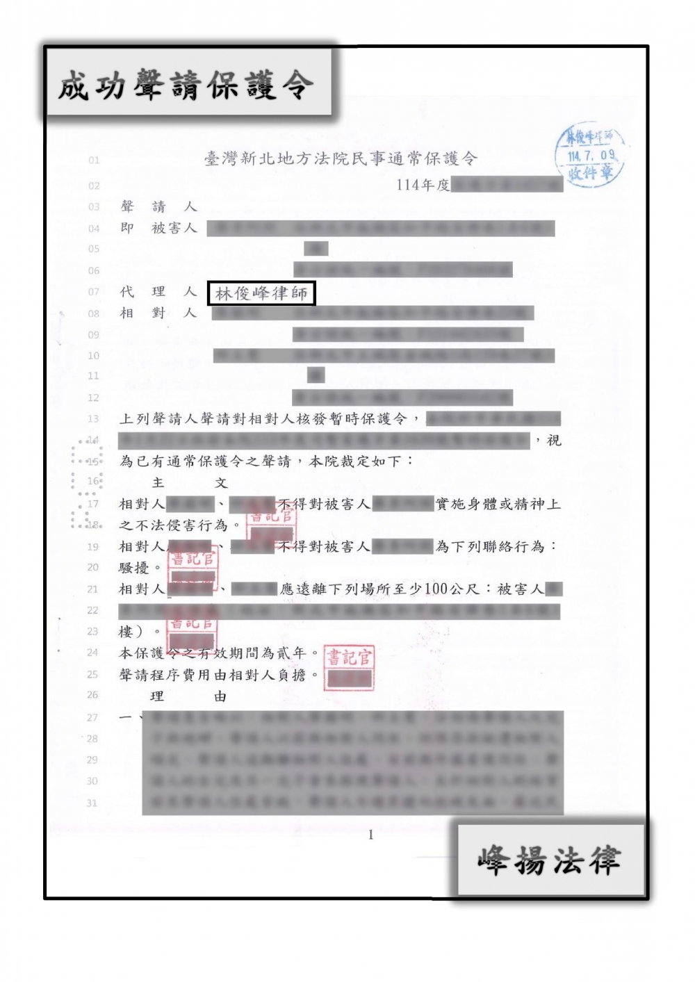 成功聲請保護令
